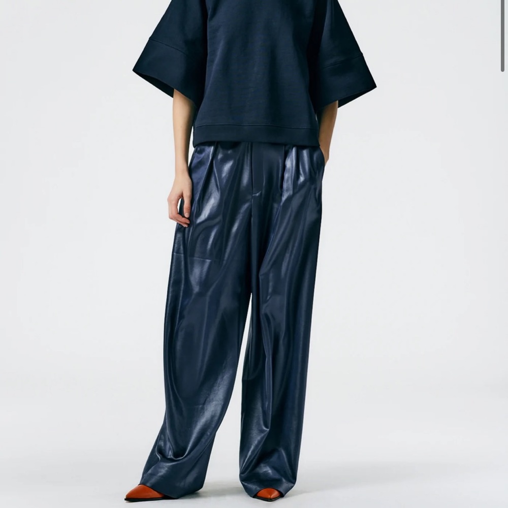 Tibi Celia Drape Stella Pant-Navy